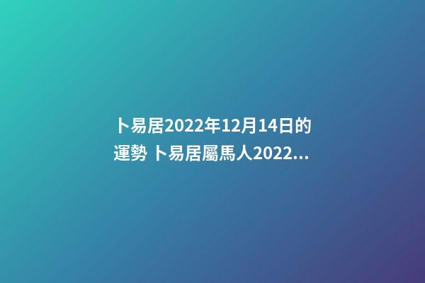 卜易居2022年12月14日的運勢 卜易居屬馬人2022年每月運程-第1張-觀點-玄機派